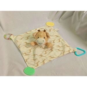 Modern Baby Security Blanket Giraffe Teether Rattle Blankey Lovey 11"